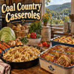 Coal Country Casseroles with halushki, stuffed cabbage and late-summer garden produce in a warm Pennsylvania kitchen.
